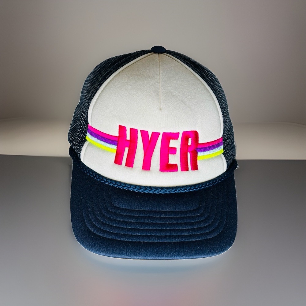 HYER Boots Richardson 213 Retro Rainbow Trucker Hat Navy Blue White Snapback Cap